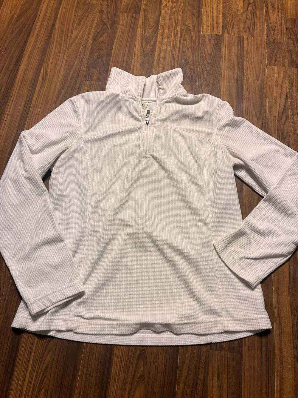 Fuda Women's White Textured Quarter-Zip Pullover Fleece